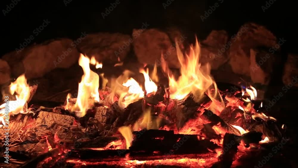 Bonfire burning trees at night. Bonfire burning brightly, heat, light,camping, close up Bonfire burning trees at night. Bonfire burning brightly, heat, light,camping, close up