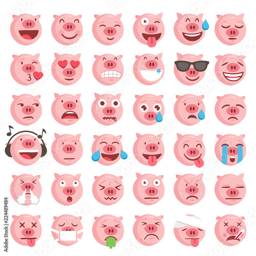 36 Vector Pig Emoticons Collection