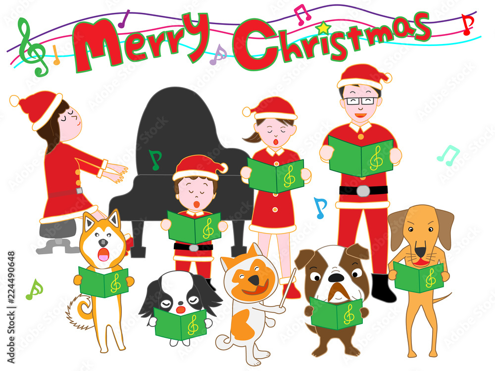 家族と犬のクリスマスコンサート