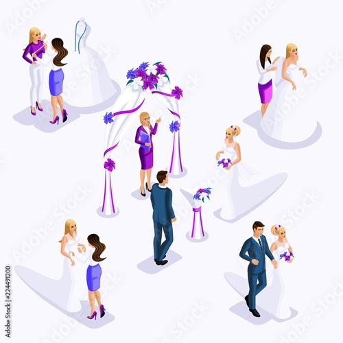 Isometry is an exit wedding ceremony, the bride and groom. preparation of the bride for the wedding, sewing workshop design dresses, expensive atelier