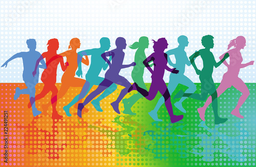 Leute laufen sportlich, Sport Lauf