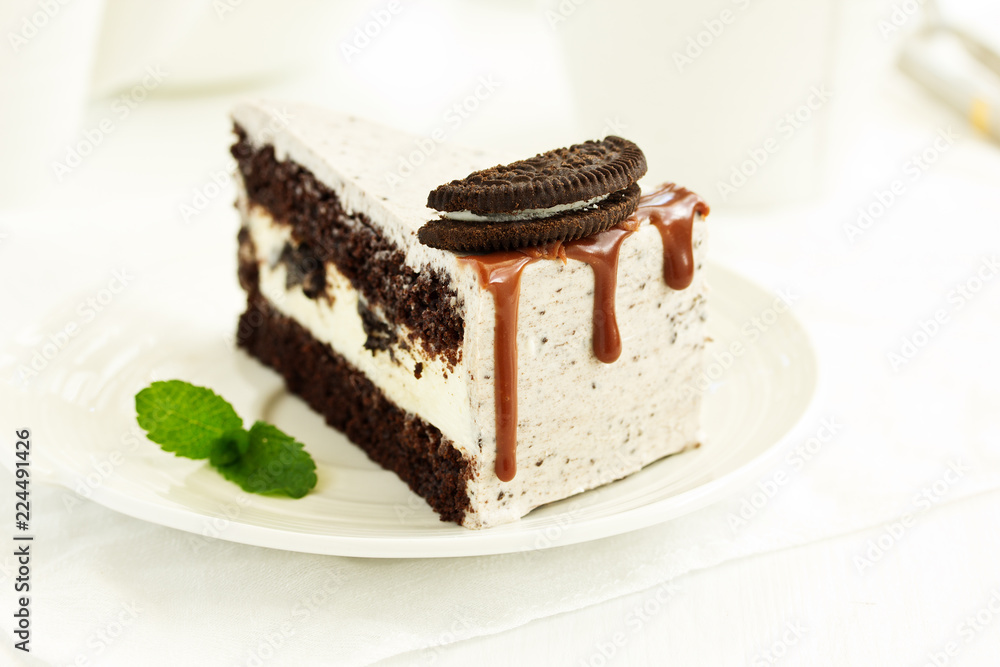 A piece of delicious caramel cake. A piece of delicious caramel cake.