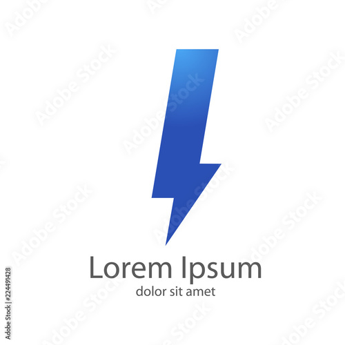 Logotipo letra I estilo rayo color azul