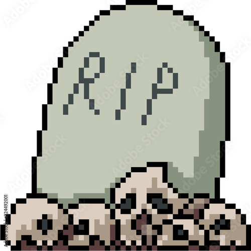 vector pixel art grave dead