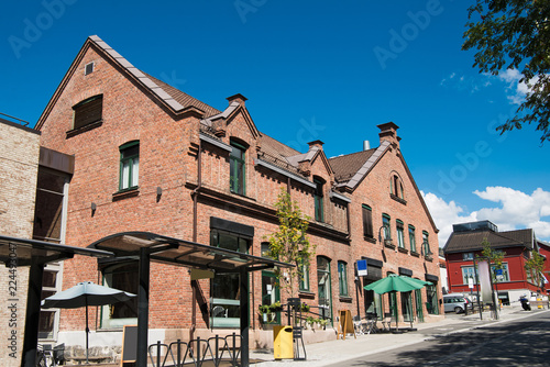 urban street with buildings in Lillehammer, Oppland, Norway photo