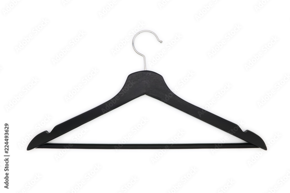 black clothes hanger on white background, isolated black clothes hanger on white background, isolated