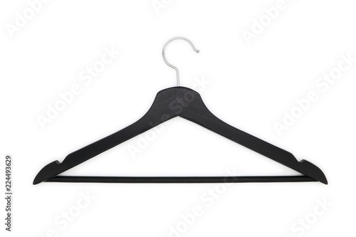 black clothes hanger on white background, isolated