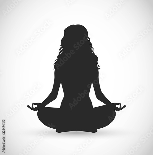 Woman with long hair meditation vector illustration