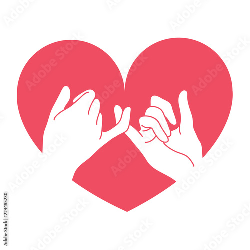 hand drawn pinky promise with heart shape
