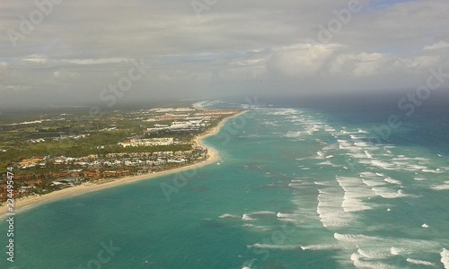 Dominican view from helicopter of the sea