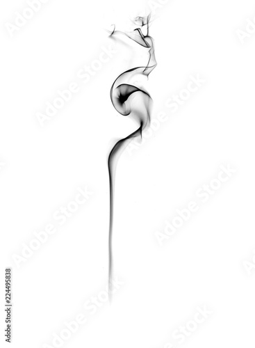 black smoke or dust, wavy and swirly on white background.  perfect for compositing eg. hot tea, cigarettes or other smoking things. 
