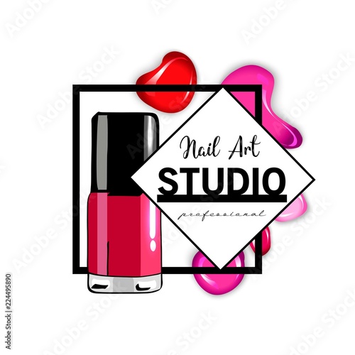 Nail Art studio logo design template.