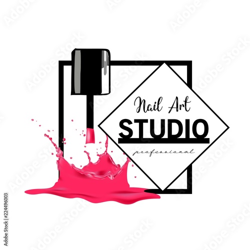 Nail Art studio logo design template.