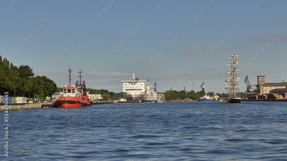 View of the port of Gdansk, Poland, fairway