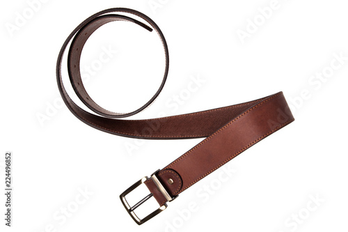 brown leather belt isolated on white