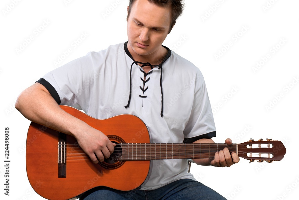 Man Playing Guitar Isolated