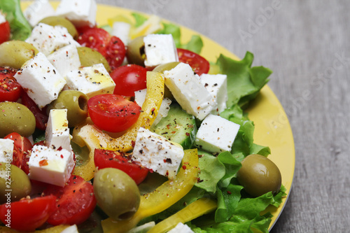 Traditional Greek salad on the plate