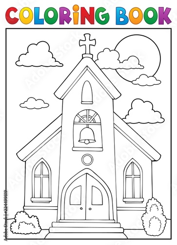 Coloring book church building theme 1