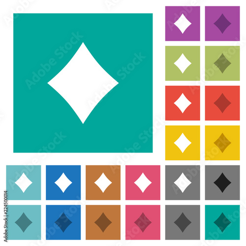Diamond card symbol square flat multi colored icons