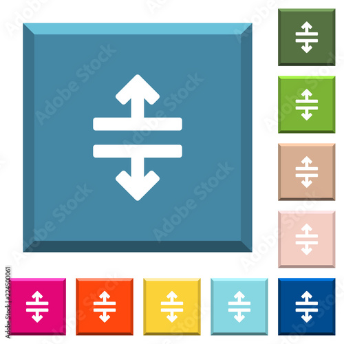 Horizontal split white icons on edged square buttons