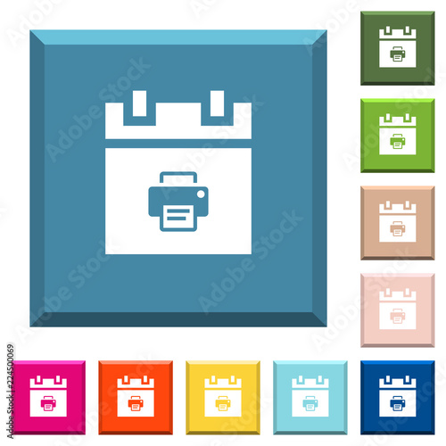 Print schedule item white icons on edged square buttons