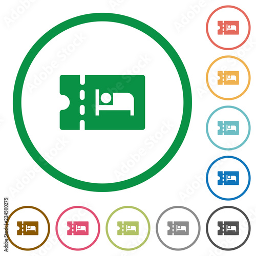 Accommodation discount coupon flat icons with outlines