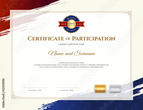 Certificate template in rugby sport theme with border frame, Diploma design