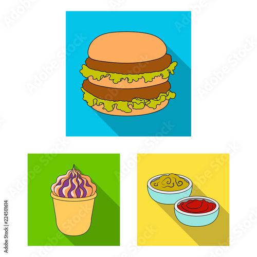 Fast food flat icons in set collection for design.Food from semi-finished products vector symbol stock web illustration.