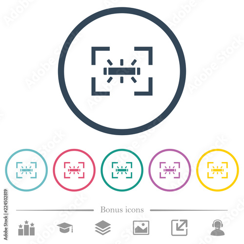 camera white balance fluorescent mode flat color icons in round outlines