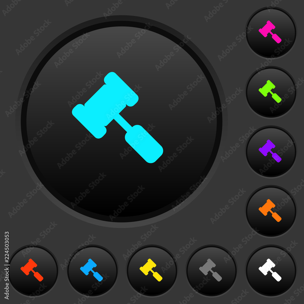 Judge hammer dark push buttons with color icons