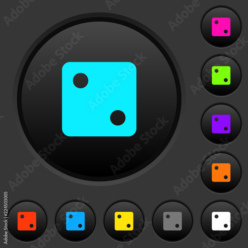 Dice two dark push buttons with color icons
