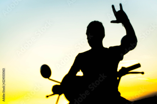 Silhouette on a motorcycle