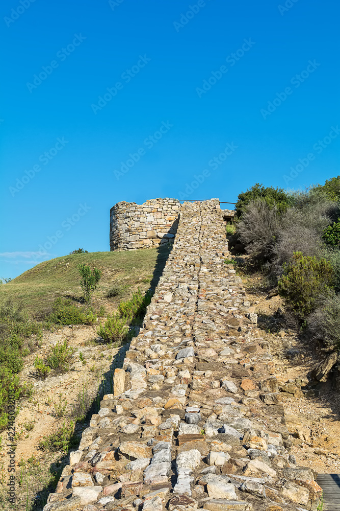 Naklejka premium Archaeological Area Stageira. Ruins of ancient Stagira, Greece.