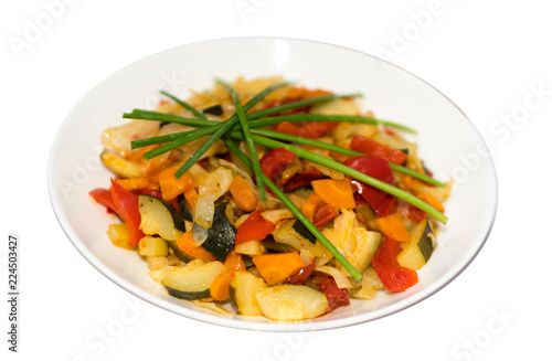 Fried Vegetable Mix with Zucchini Close Up