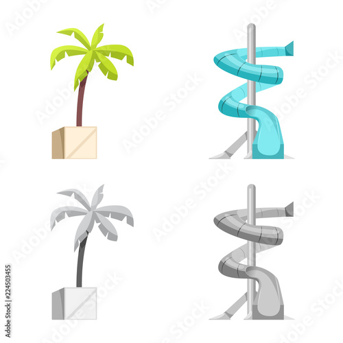 Vector illustration of pool and swimming sign. Collection of pool and activity vector icon for stock.
