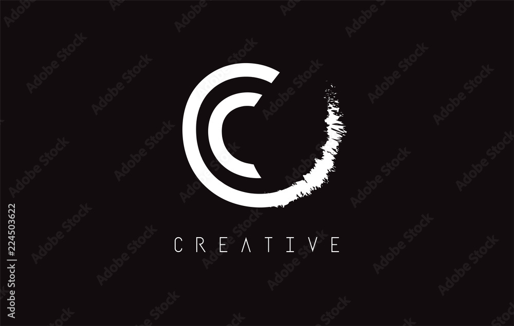 Fototapeta premium C Monogram Letter Logo Design Brush Paint Stroke.