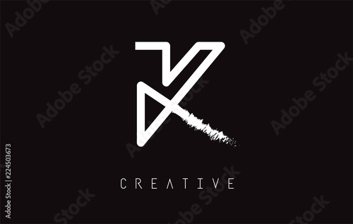 K Monogram Letter Logo Design Brush Paint Stroke.