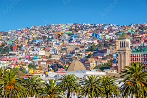 Colorful houses on a hill of Valparaiso, Chile photo