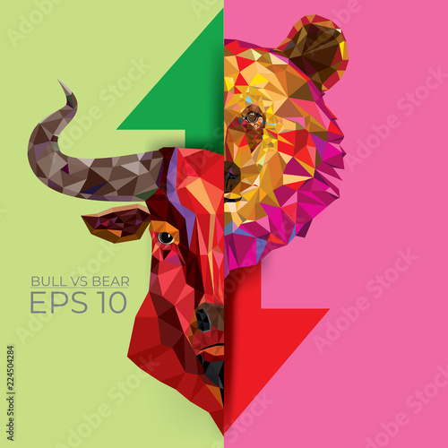 Bull and Bear symbols on stock market vector illustration. vector Forex or commodity charts, on abstract background. The symbol of the the bull and bear