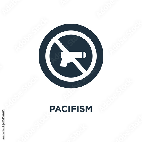 Pacifism icon. Black filled vector illustration. Pacifism symbol on white background.