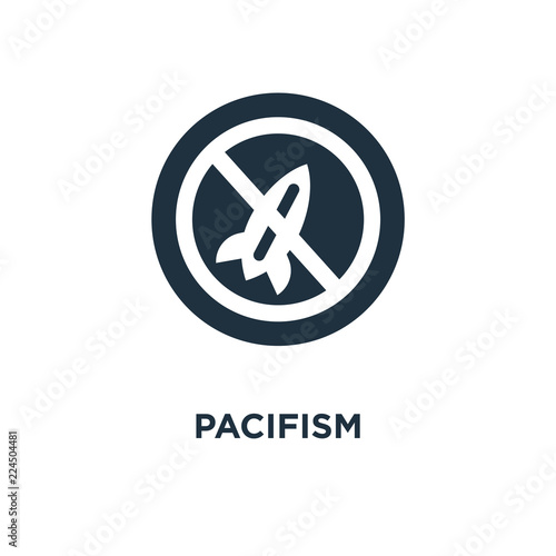 Pacifism icon. Black filled vector illustration. Pacifism symbol on white background.