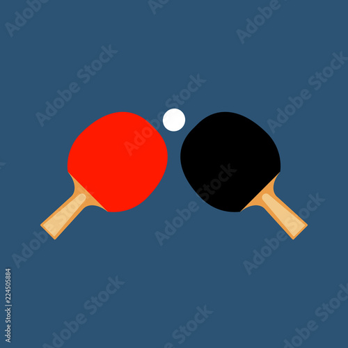 Table tennis rackets and a ball sports match symbol, vector