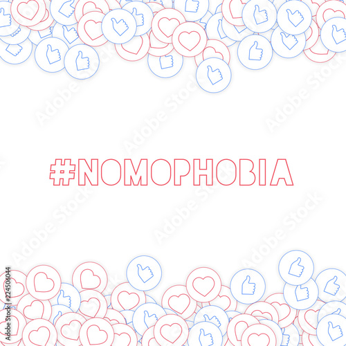 Social media icons. Nomophobia concept. Falling sc