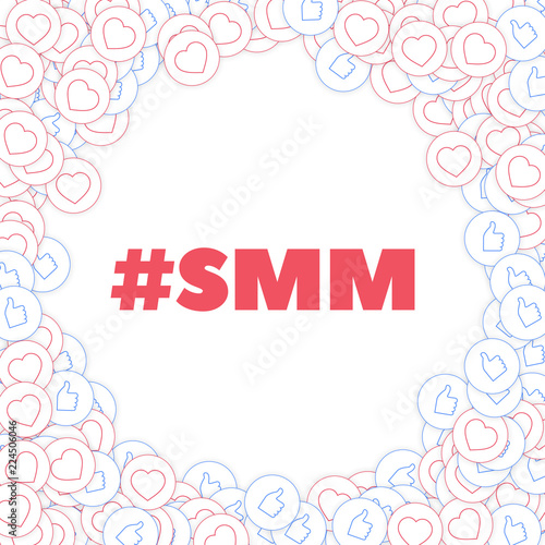 Social media icons. Smm concept. Falling scattered