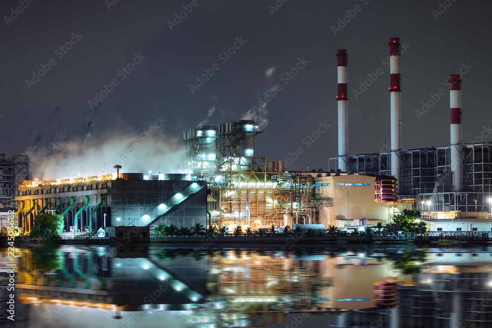 Fototapeta premium Stream from cooling in Power plant or Power house for electric energy concept background.
