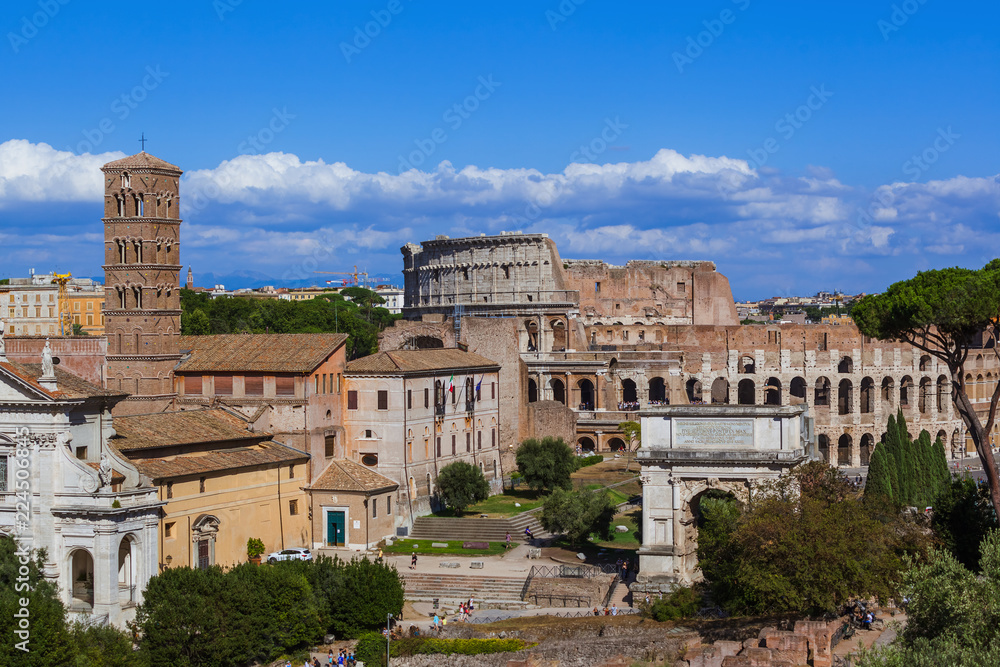 Roman forum ruins in Rome Italy