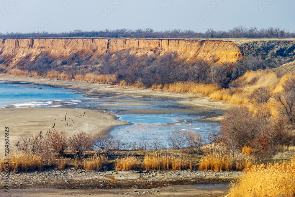 The abrupt clay cliff on the shore of the river. Don river, Russia
