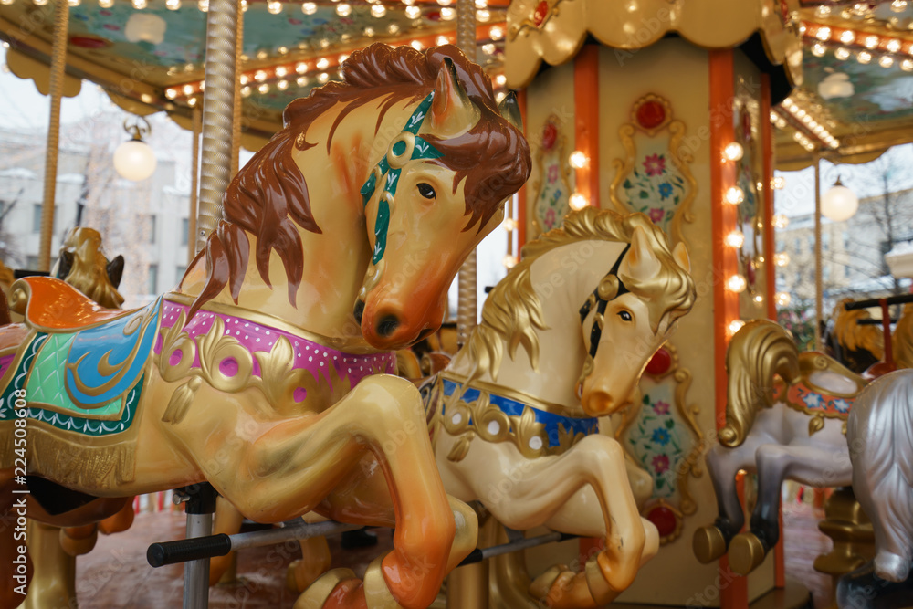 Riding around a horses carousel 