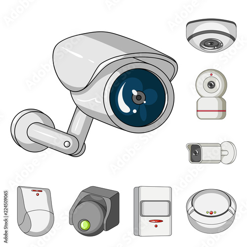 Vector illustration of cctv and camera logo. Set of cctv and system stock vector illustration.