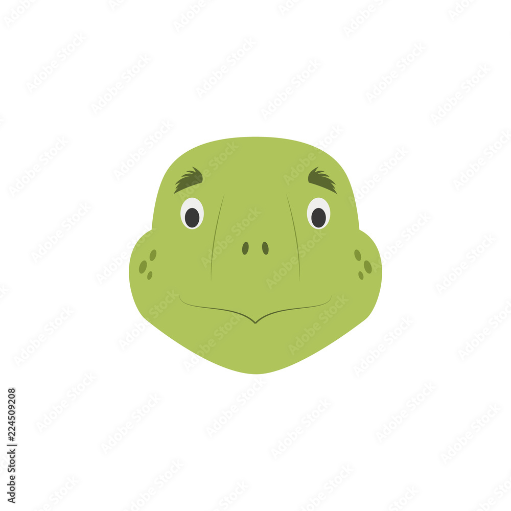 Turtle face in cartoon style for children. Animal Faces Vector